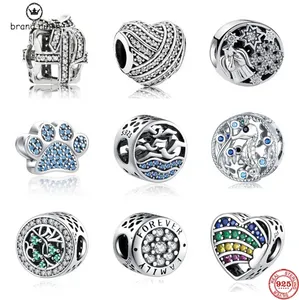 925 Silber für Pandora Charms Schmuck Perlen Armband Hippocampus Angel Dog Paw Charm Set Anhänger