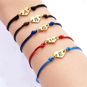 Charm Bracelets 2023 Modaya uygun A-Z Kalp Başlangıç ​​Mektubu DIY Adı Bilezik Bayanlar Adjsutable Renkli Halat Kadınlar İçin Çift Takı Hediyeleri