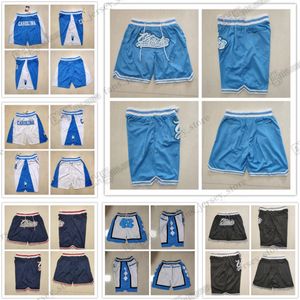 NCAA North Carolina Tar Heels College-Basketball-Shorts, Schwarz, Blau, Weiß, Retro-gestickte kurze Sporthose S-2XL