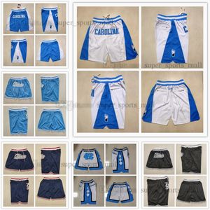 NCAA North Carolina Tar Heels College Pantaloncini da basket Nero Blu Bianco Retro Ricamato Corto Sport S-2XL