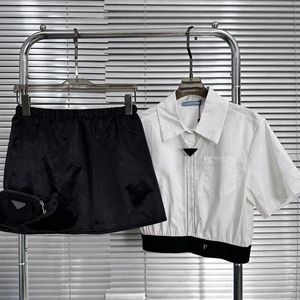 Womens Dress Designer Triangle Chain Shirt two piece Sets Fashion Short Polo Short 2pcs Suits Dresses