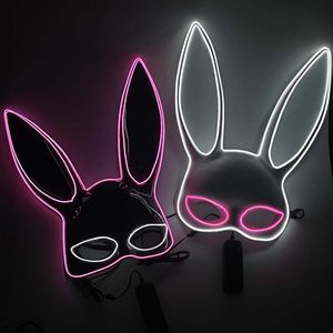 Party Masks 1 PC Halloween Adult Sexy LED Face Masks Colplay Light Up Men Women Funny Mask Glowing in Dark Costume Supplies 230706