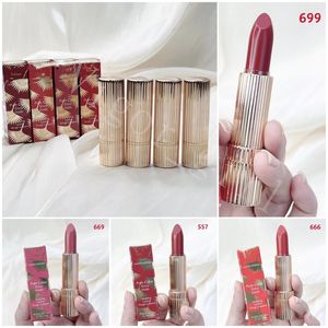 ESS Brand Lipstick For Girl Limted Edition Pleated Gold Tube 4 Color High Quality Lip Cosmetics #557 #666 #669 #699 Color Sculpting Lipstick Rouge Sculptant 3.5g Dropship