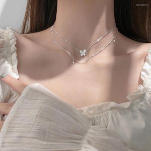 Pendant Necklaces Necklace 2023 Zircon Butterfly For Women Copper Tassel Neck Chain Choker Ladies Exquisite Jewelry Collares