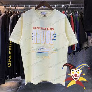 Camisetas Masculinas Rhude T-Shirt Masculino Feminino 1 1 Best Quality Oversized Steamship Printing RHUDE Tee Manga Curta T230707