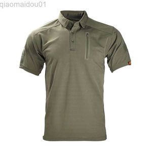 Erkek Tişörtler Han Vahşi Erkekler Polo Gömlek Kısa Kollu Spor Giyim Golf Tenis T-Shirt Erkekler Tee Taktik Kamuflaj Askeri Yakası T Shirt L230707