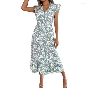 Casual Dresses Printed Beachwear Womens Dress Sexy Sleeveless High Waist Vacation