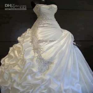 실제 이미지 2023 A- 라인 웨딩 드레스 주름 치마 연인 끈이없는 신부 가운 멋진 신부 드레스 238o