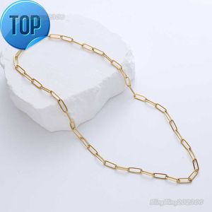 non tarnish steel 18k gold plated paperclip paper clip link chain necklaces