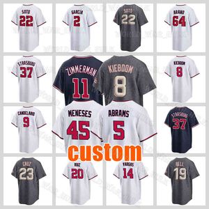 45 Joey Meneses Jersey 5 CJ Abrams Beyzbol 11 Ryan Zimmerman Washtons 9 Jeimer Candelario 8 Carter Kieboom Stephen Strasburg Lane Thomas Nationals Victor Robles