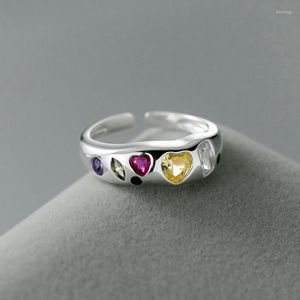 Fedi nuziali Gioielli originali Cuore d'amore romantico Lucido CZ Zircone Argento tailandese Anello di fidanzamento da donna per regali da donna Nessuna dissolvenza