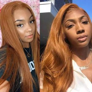 Light Brown 13x4 Lace Front Human Hair Wigs For Women Straight Brazilian Transparent Lace Pre Pluked Remy Hair 150%