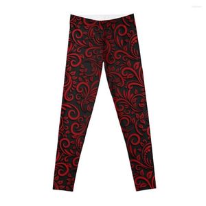 Pantaloni attivi Modello senza cuciture con ombra rossa e nera colorazione progressiva leggings ornamentali floreali Pantaloni da yoga? Abbigliamento da palestra Donna