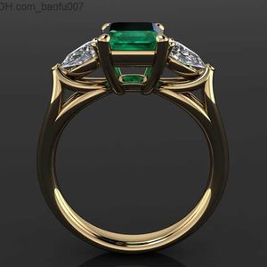 Wedding Rings Wedding Rings 14k Gold Jewelry Green Emerald for Women Bague Diamant Bizuteria Anillos De Pure Gemstone Females Z230710
