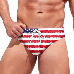 Мужские шорты Мужчины Плавание Брупки US Flag Print 4 июля Surfing Surfing Quick Dry Summer Board Low Wasit Boxer 2023