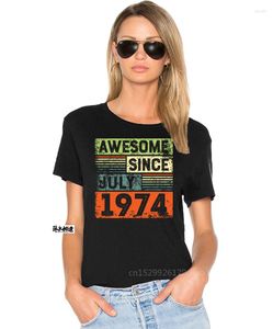 Kadın T Shirts Erkekler Komik Gömlek Moda Tshirt Temmuz 1974'ten beri harika sürüm Kadın T-Shirt