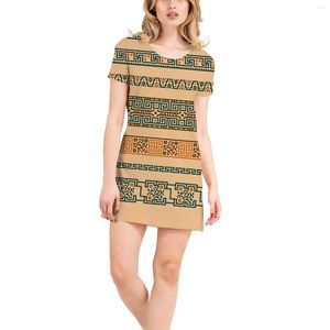Lässige Kleider Griechisch-böhmischer Druck 3D-T-Shirt-Kleid 2023 Sommermode Rundhalsausschnitt Lose Kurzarmgruppe Übergroßes Nachthemd