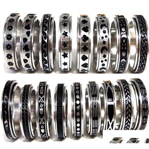 Band Rings 50Pcs Mti-Styles Mix Rotating Stainless Steel Spin Men Women Spinner Ring Wholesale Rotate Finger Party Jewelry Drop Deliv Dhu6N