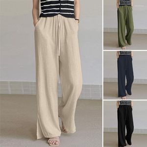 Pantaloni da donna Elia Moda Donna Pantaloni a gamba larga Primavera Casual Elastico in vita Solido lungo allentato Pantalon Oversize Holiday Palazzo 2023