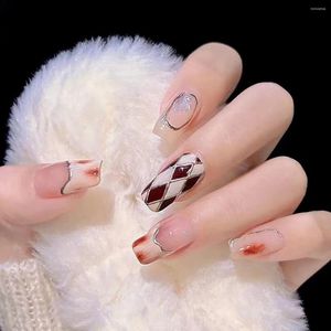 False Nails 24 Pcs Coffin Shape Press On Sea Salt Light Blue Long Fake Tiny Spot Stick Nail Diamonds Glue Moon Desig