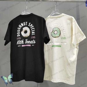 Mäns t-shirts kith tshirts bröstficka design donut stereo tryck kort ärm bomull lös rund nacke kith t-shirt män kvinnor t230707