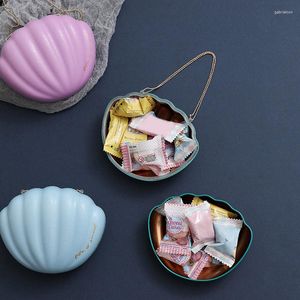 Embrulho de presente criativo colorido concha decoração de casamento caixa de doces favores e presentes para convidados chocolate embalagem plástica