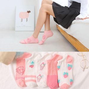 Women Socks 1 Pairs Pink Casual Short Female Ladies Cute Breathable Cotton Summer Thin Girls Invisible Ankle Low Boat