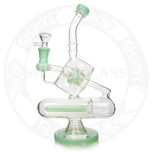 10,5 tum högkvalitativ Cube dab rig vattenpipa inline perc glas Bongs rökvattenpipa shisha för present