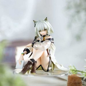 Action-leksaksfigurer 10 cm Animefigur Söt flicka med kattöron Sitter Modell Rhode Island Runt Actionfigur Toy Collection R230707