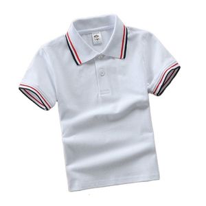 T-shirty chłopcy nastolatki koszulka z krótkim rękawkiem moda letnia kreskówka niedźwiedź hafty ubrania szkolne mała dziewczynka koszulki polo 2-14 lat topy 230707