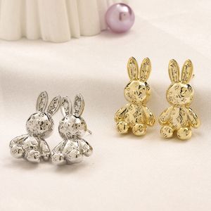 Klassiska Bunny koppar Guld örhängen Designer örhängen Söta små djurformar bokstavsgraverade örhängen örhängen