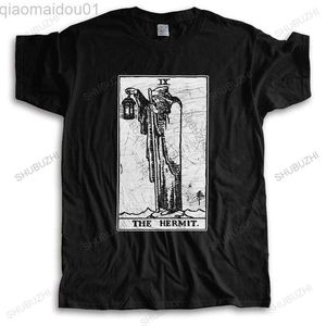 Herr T-shirts The Eremit Tarot Card T-shirt Major Arcana Fortune Telling Occult T-shirts för män 100 % bomull T-shirts Kortärmade toppar Gift Merch L230707