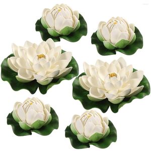 Decorative Flowers 6PCS Artificial With Water Pad Ornaments Pond Pool Aquarium Home Garden Wedding Party Holiday