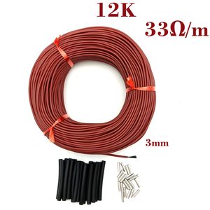 Reptile Supplies 10 To 100 Meters 12K Floor Warm Heating Cable 33 OhmM Infrared Film 220V Carbon Fiber Wires Coil 230706