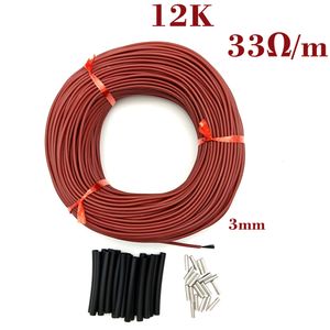 Sürüngen Malzemeleri 10 ila 100 metre 12K Zemin Sıcak Isıtma Kablosu 33 Ohmm Kızılötesi Film 220V Karbon Fiber Kablolar Bobin 230706