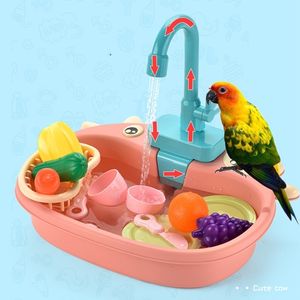 Other Bird Supplies Bath Tub Feeder Bowl Parrot Automatic Shower Bathtub Swimming Pool with Faucet Pretend Play Kitchen Sink Dishwasher 230706