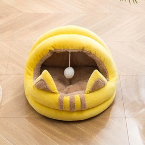 Cat Beds Pet Bed Winter Warm House Cave Cozy Plush Nest For Small Medium Dogs Soft Tent Washable Sleeping Bag Basket Supplies