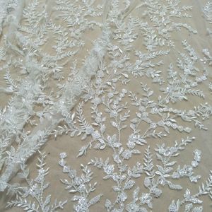 Pants Heaving Beading Weddong Dress Lace Fabric Ivory Bridal Lace Sell by Yard 130cm Width