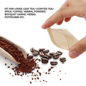 100 Pz / lotto Sacchetti filtro per tè in carta Strumenti per caffè con coulisse Carte non sbiancate per fogli sfusi 6 * 8 cm