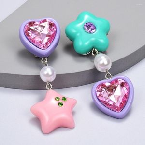 Orecchini pendenti Simpatici pendenti con cuore d'amore per ragazze Alla moda Adorabili perle in resina acrilica Accessori a forma di stella