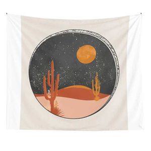 Tapestries Home Decoration Sun Moon Abstract Mountain Sunset Tapestry Wall hanging Art Home Decoration Table Cloth Tapestry Aesthetics