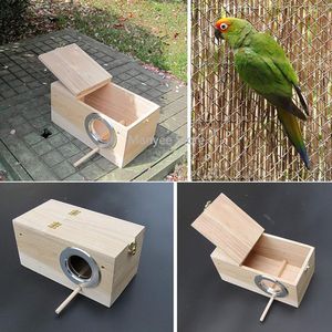 Fågelburar Träbur häckningslåda Avel Kläckningsbo för parakiter undulater Cocktailfinch Lovebird Papegoja Birdhouse 230706