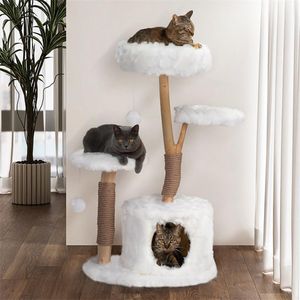31 5 성인 고양이를위한 현대 나무, 콘도와 등산 농치, 새끼 고양이 긁힘 나무, gif를위한 실내 고양이를위한 천연 가지 나무 탑