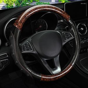 Steering Wheel Covers Car Auto Cover Wood Grain Mahogany Breathable Non-slip 38cm 15 Inch Universal Interior Accessories