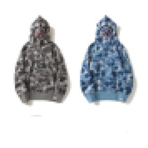 A Bathing A Ape New trendy brand diagonal zipper honeycomb shark camouflage kangaroo pocket hoodie