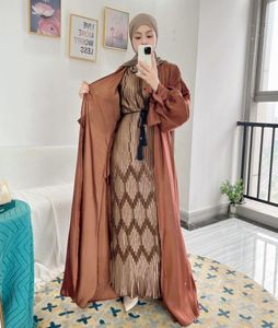 Abbigliamento etnico Cardigan con maniche a sbuffo Femme Musulmane Ramadan Abito Turchia Donne musulmane islamiche Dubai Robe Modesty Mrocain Jilbab
