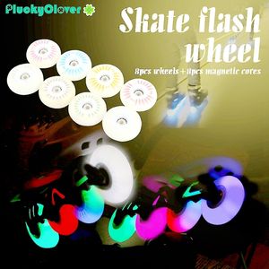 Skate Accessories 8pc Inline Wheel 72mm 76mm 80mm Flash Roller 90A SEBA LED Light Freestyle Slalom Patines Flashing 230706