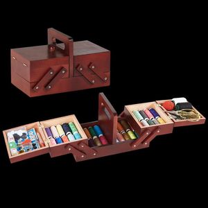 Pants Solid Wood Sewing Kit Wine Red Highend Suit Household Cross Hand Tool Sewing Kit Storage Box Dowry Wedding Style