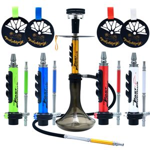 Conjunto de cachimbo de água de 21,6 polegadas Vidro de metal Tubo único Vidro Shisha Beaker Fumar Novo no mercado shisha Filtro de cigarro Arabian Oil Rigs Designer