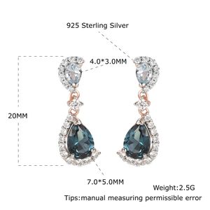 Spodnie Real Sterling Sier Sier Stone Kolczyki dla kobiet Sky London Blue Topaz Urocze ucha Drop Anniversary prezenty